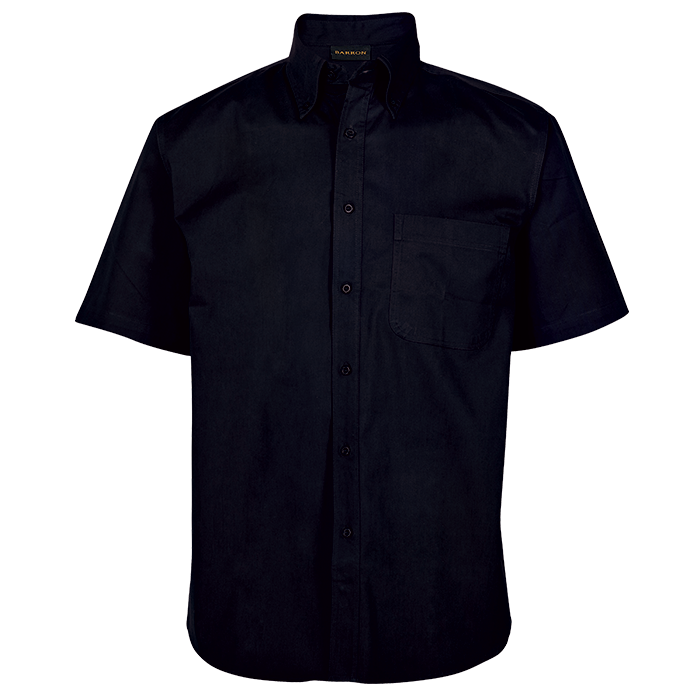 Mens Brushed Cotton Twill Lounge Short Sleeve Black / 3XL / Regular - Shirts-Corporate