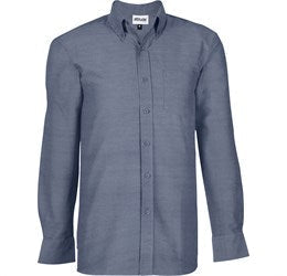 Mens Long Sleeve Oxford Shirt - White Only-L-Navy-N