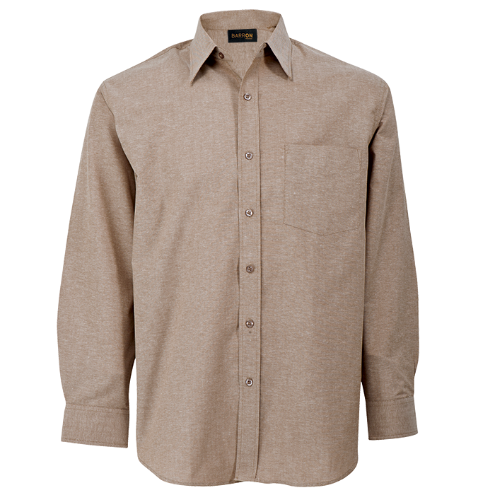 Mens Oxford Lounge Long Sleeve Tan / SML / Last Buy - Shirts-Corporate