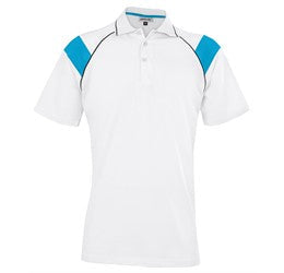 Mens Score Golf Shirt - White Light Blue Only-