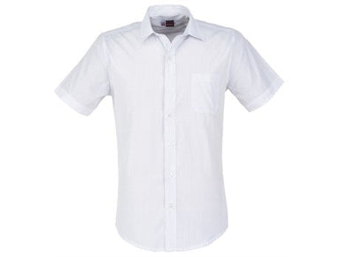 Mens Short Sleeve Huntington Shirt - White Light Blue