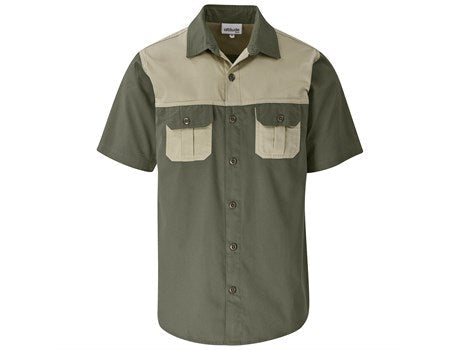 Mens Short Sleeve Serengeti 2-Tone Bush Shirt-