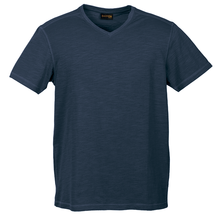 Mens Slub V Neck T-Shirt  Navy / XS / Last Buy - 