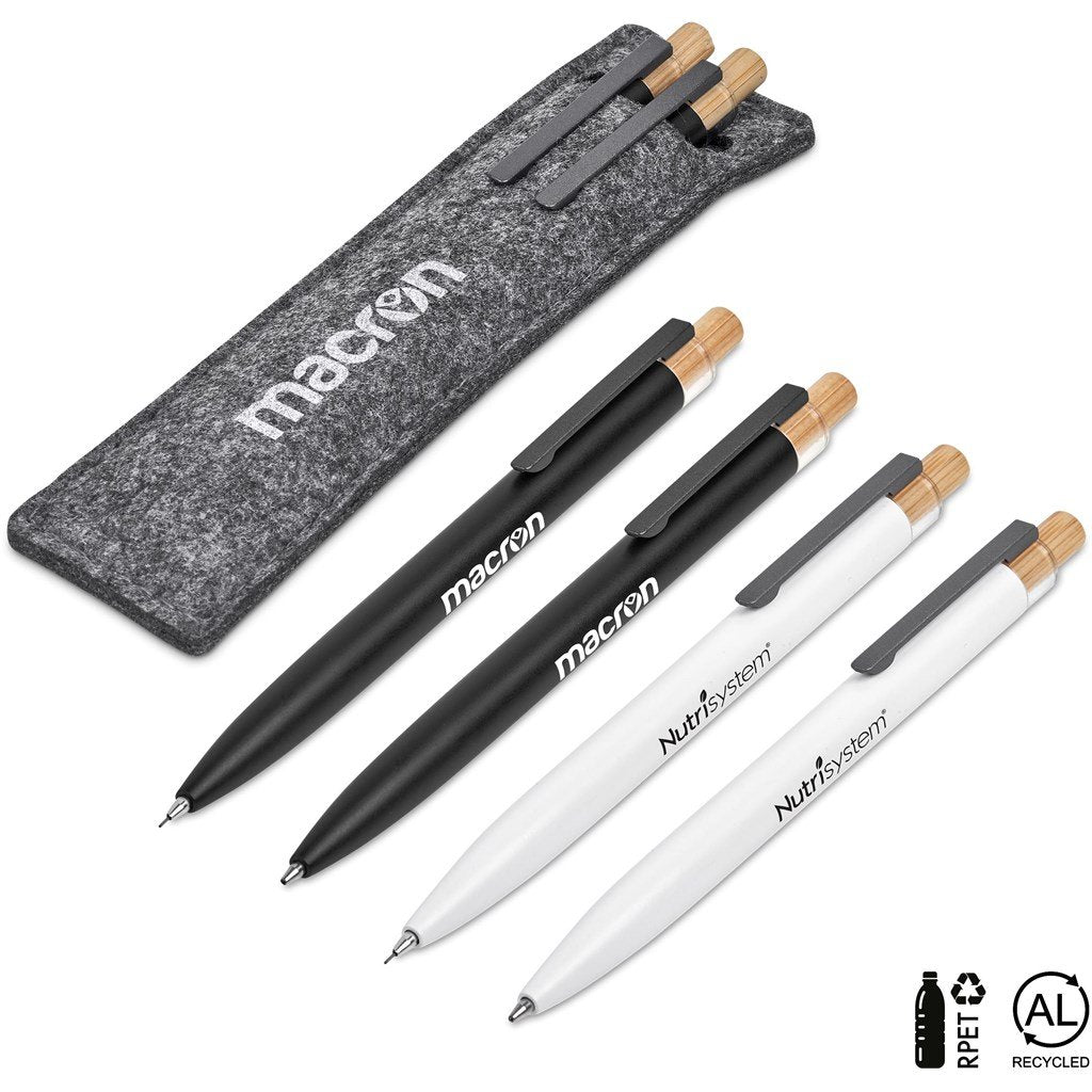 Mimo Recycled Aluminum Ball Pen & Pencil Set - and Sets,Bamboo Products,Recycled Writing Instruments