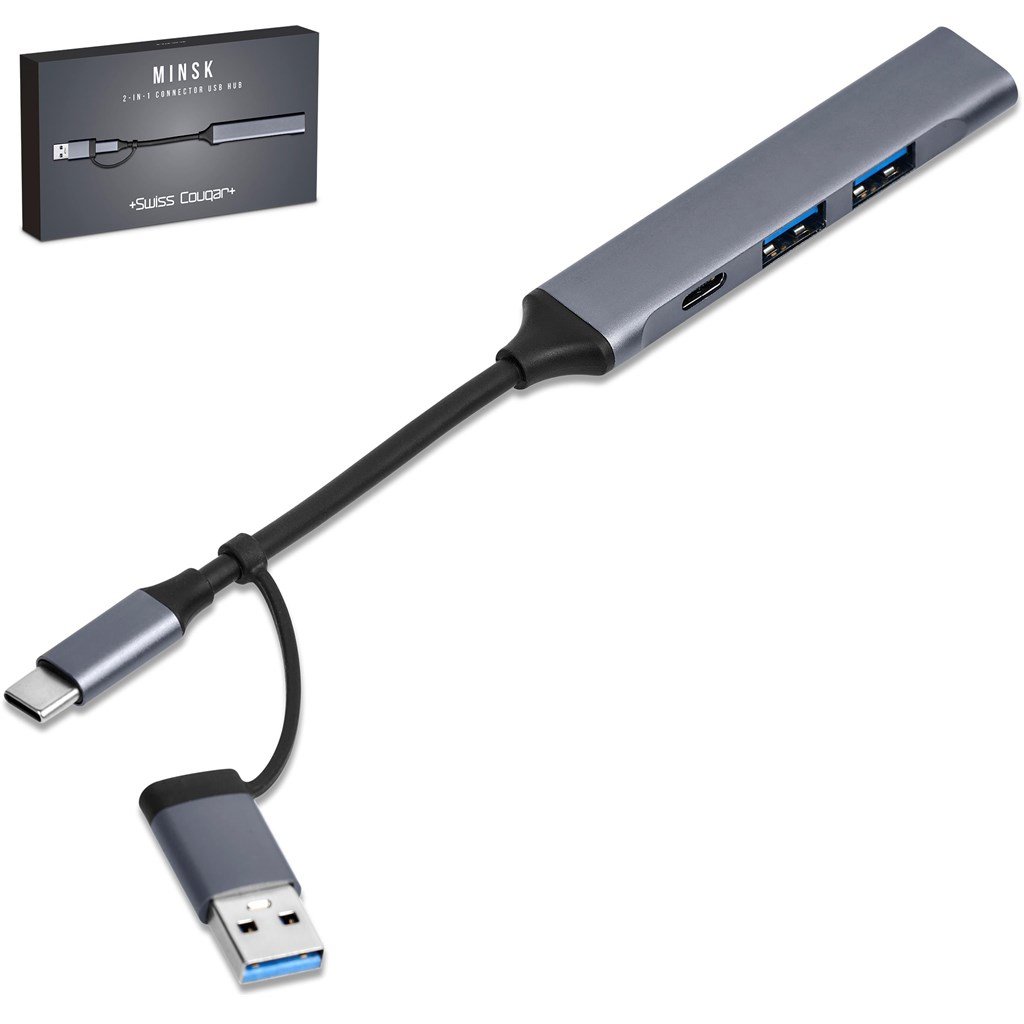 Minsk 2-in-1 Connector USB Hub GUN METAL - Hubs,Technology