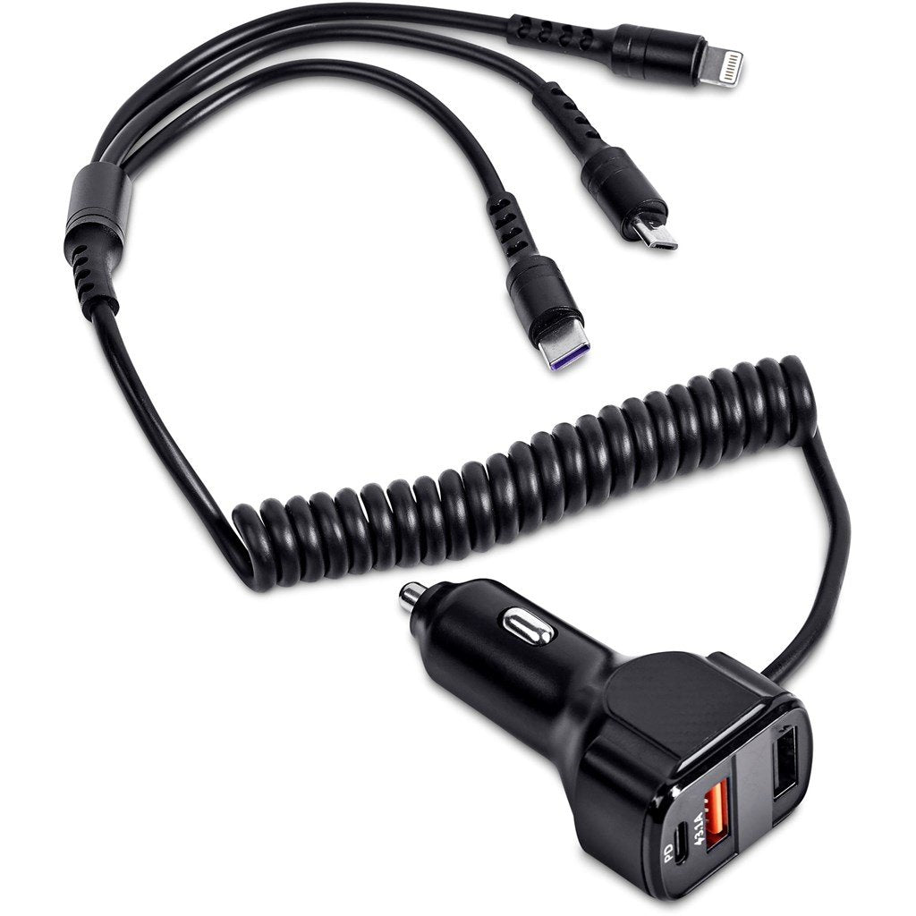 Monza 3-in-1 Fast Car Charger BLACK - On the Road,Chargers and Adaptors,Travel Essentials,Technology