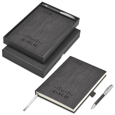 Oakridge A5 2026 Diary & Pen Set GREY - Diaries 2026,Diaries 2026,Diary Sets