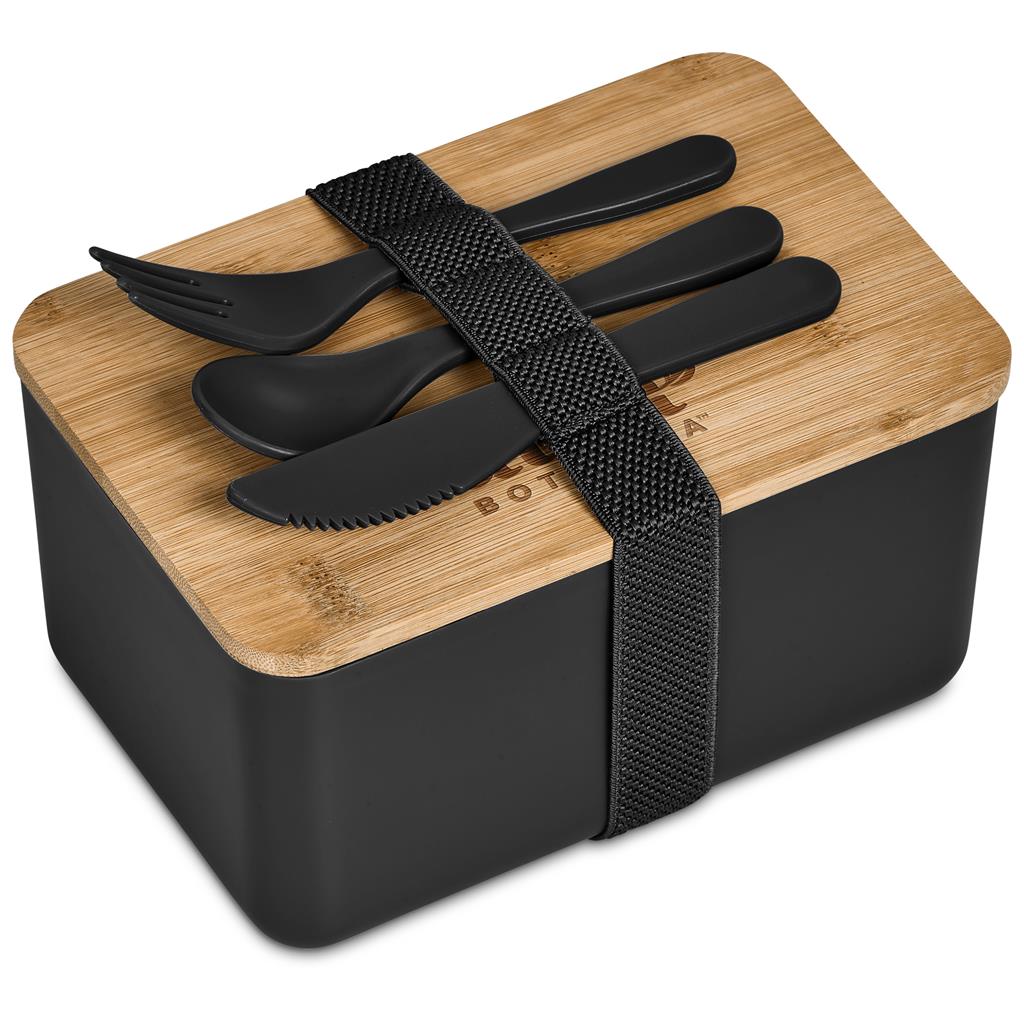 Pasuta Recycled Plastic & Bamboo Lunch Box BLACK - Foodware,Eco-Friendly,Bamboo Products,Ideas for Work,Recycled Coolers