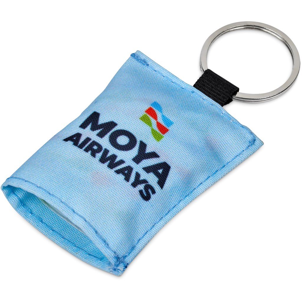 Pre-Printed Sample Custom Aquila Polyester Keyring Pouch with Cleaning Cloth BLACK - Personal Care and Pamper Gifts