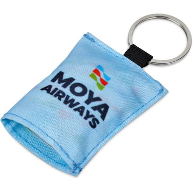 Pre-Printed Sample Custom Aquila Polyester Keyring Pouch with Cleaning Cloth BLACK - Personal Care and Pamper Gifts