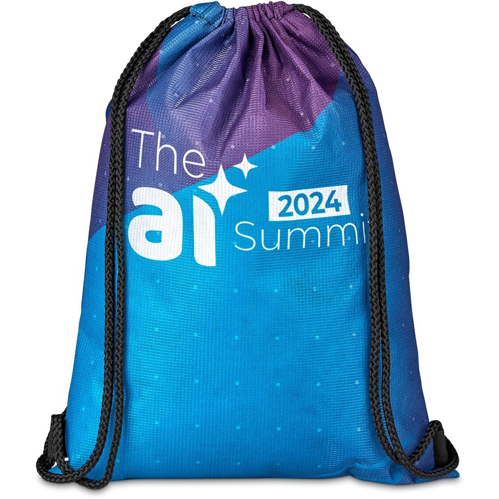 Pre-Printed Sample Custom Bellville Recycled PET Drawstring Bag BLACK - Bags and Backpacks