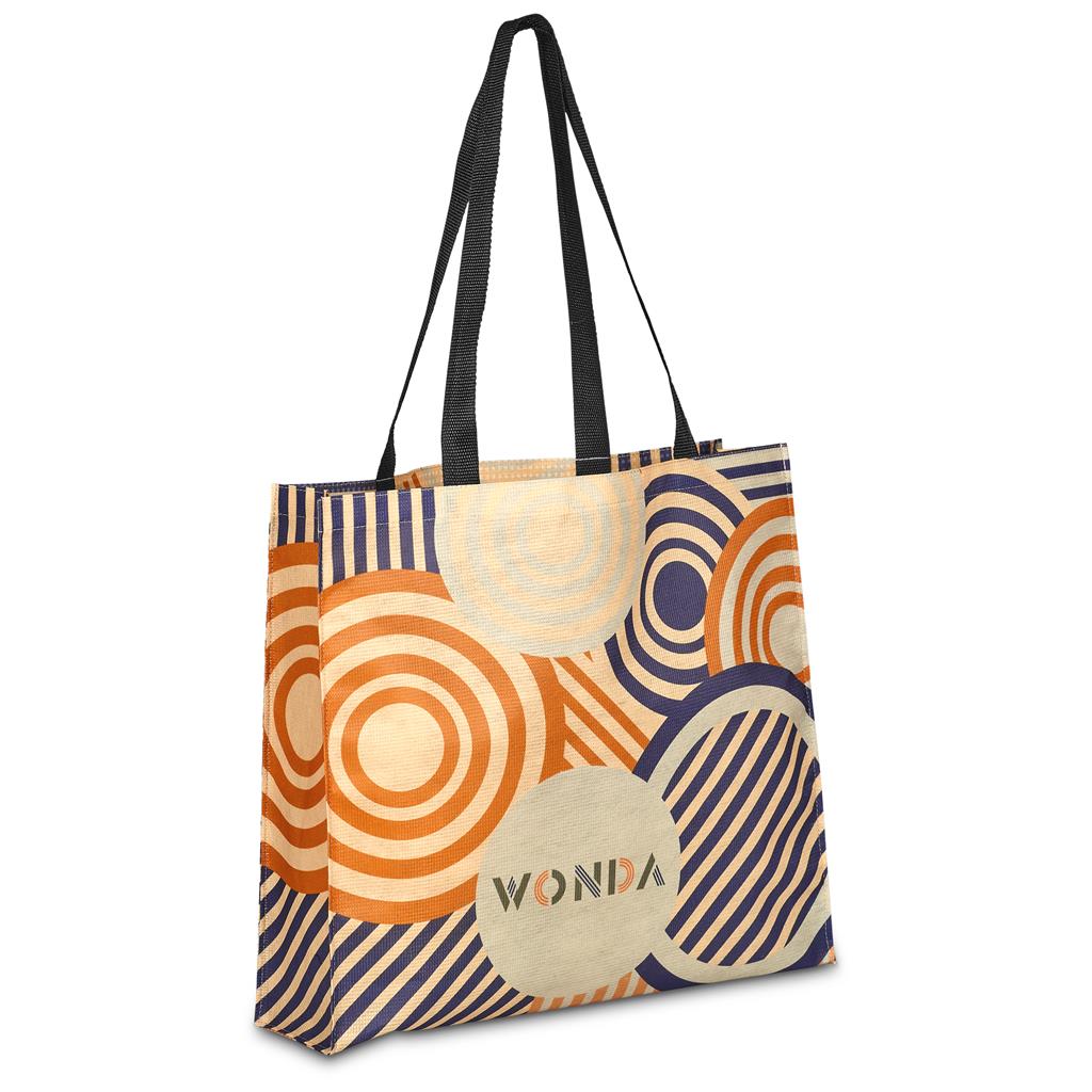 Pre-Printed Sample Custom Footloose RPET Stitch-Bond Shopper BLACK - and Tote Bags