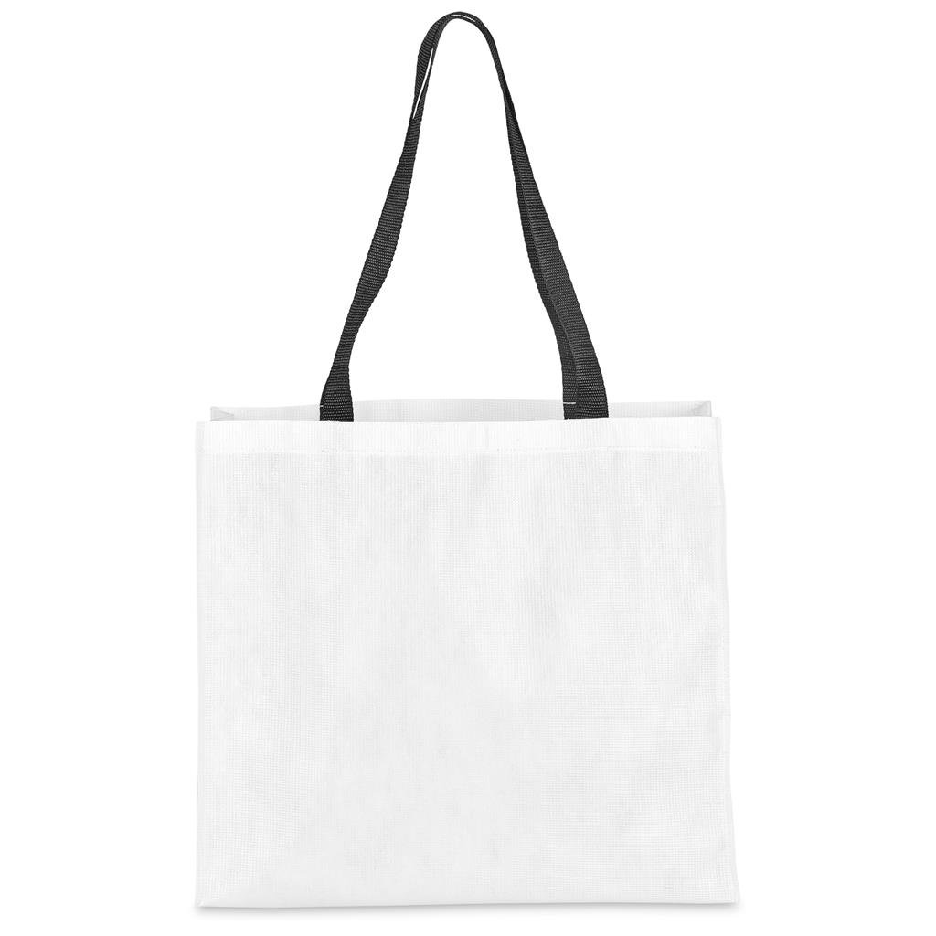 Pre-Printed Sample Custom Footloose RPET Stitch-Bond Shopper BLACK - and Tote Bags