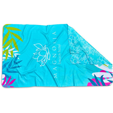 Pre-Printed Sample Custom Hula Beach Towel - Double-Sided Branding SOLID WHITE - and Outdoor