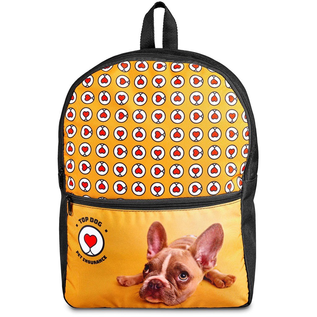 Pre-Printed Sample Custom Huron Backpack BLACK - Drawstring Bags and Backpacks