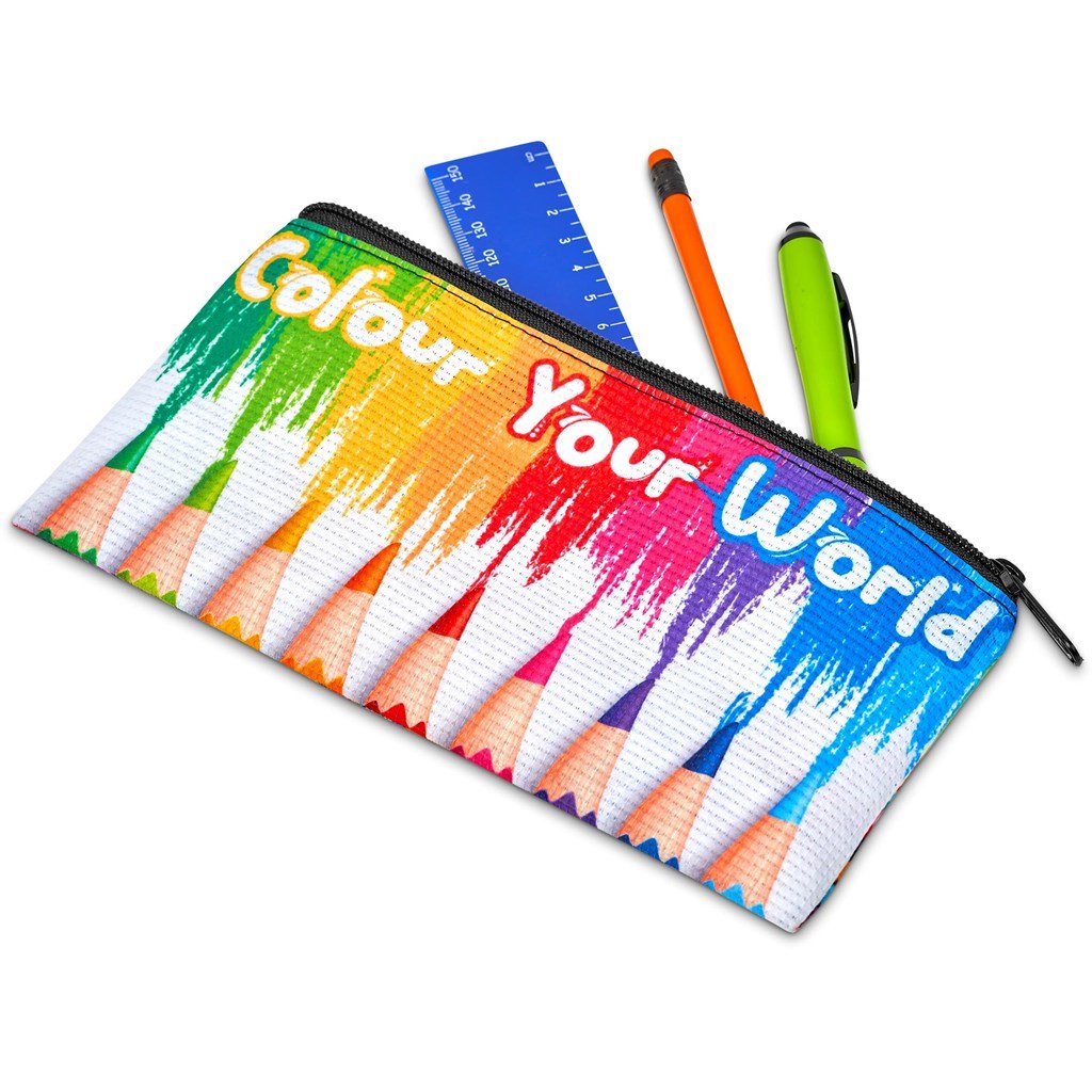 Pre-Printed Sample Custom Junior Recycled PET Stitch-Bond Pencil Case BLACK - Stationery