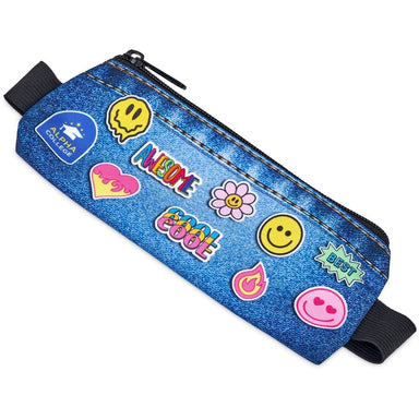 Pre-Printed Sample Custom Lagoon Polyester Pencil Case To Fit Over An A5 Notebook BLACK - Stationery