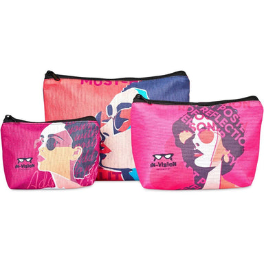 Pre-Printed Sample Custom Leanne Recycled PET Stitch-Bond Maxi Toiletry Bag BLACK - and Cosmetic Bags
