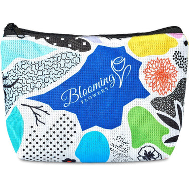 Pre-Printed Sample Custom Leanne Recycled PET Stitch-Bond Midi Toiletry Bag BLACK - and Cosmetic Bags