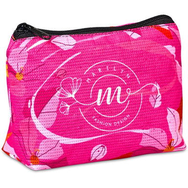 Pre-Printed Sample Custom Leanne Recycled PET Stitch-Bond Mini Toiletry Bag BLACK - and Cosmetic Bags
