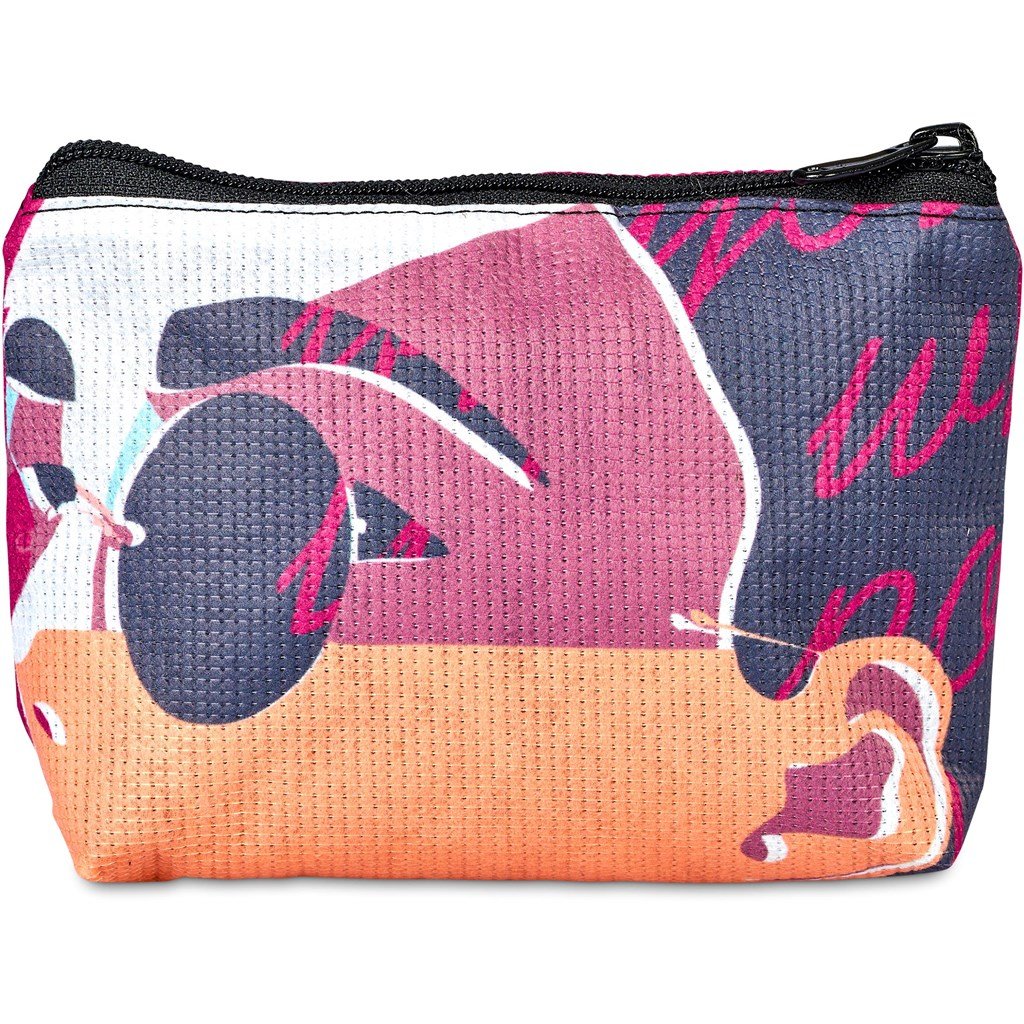 Pre-Printed Sample Custom Leanne Recycled PET Stitch-Bond Mini Toiletry Bag BLACK - and Cosmetic Bags