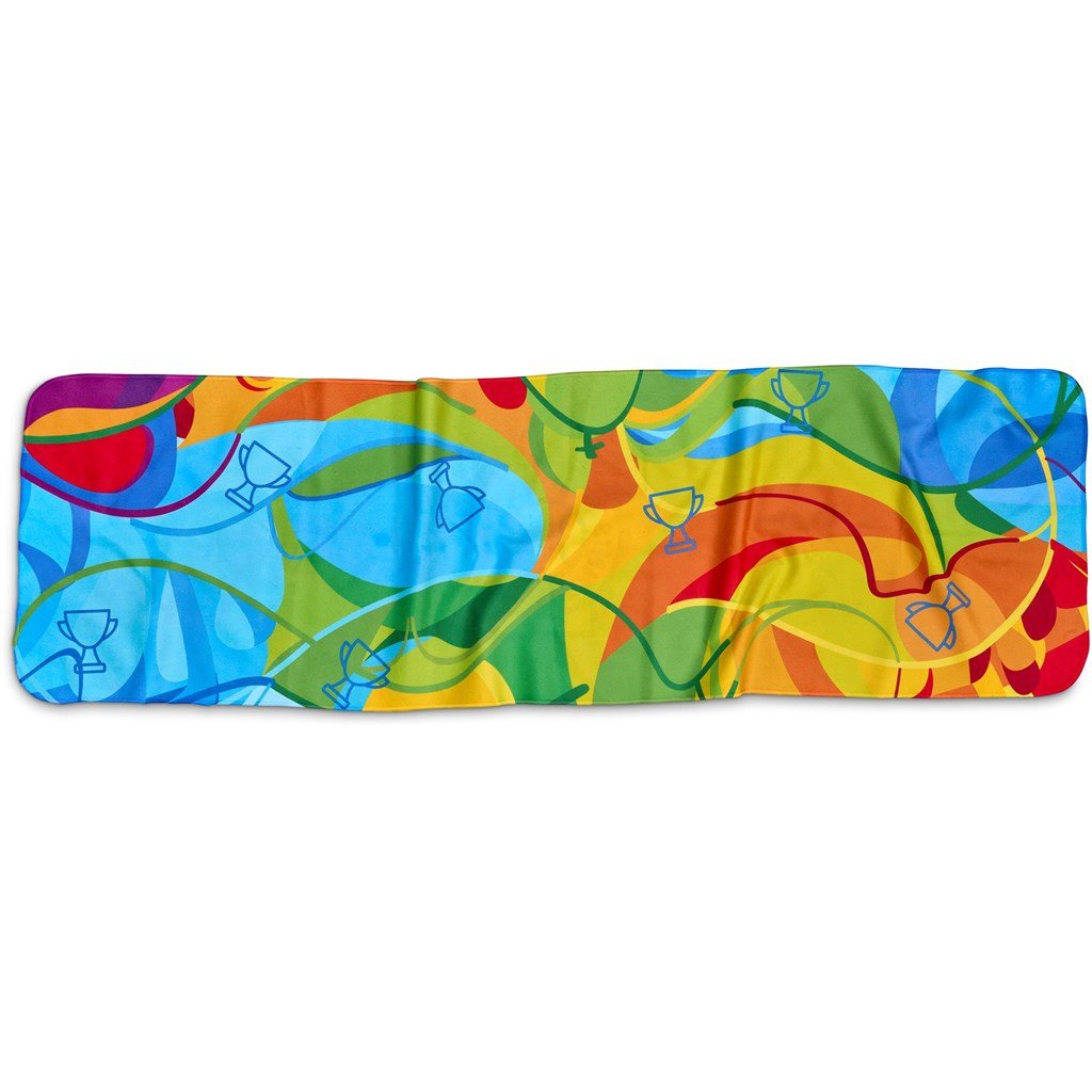 Pre-Printed Sample Custom Relay Sports Towel - Double-Sided Branding SOLID WHITE - and Fitness