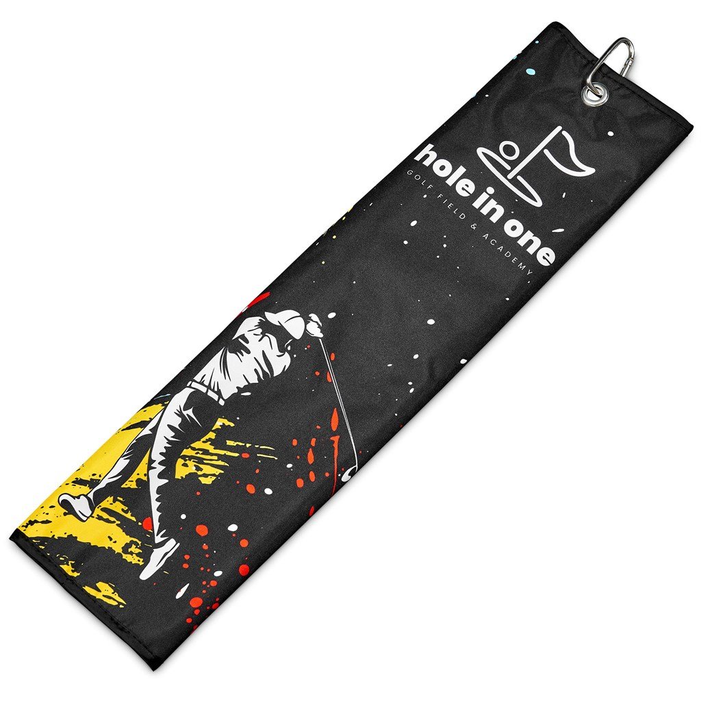 Pre-Printed Sample Custom Xander Golf Towel BLACK - Sports and Fitness