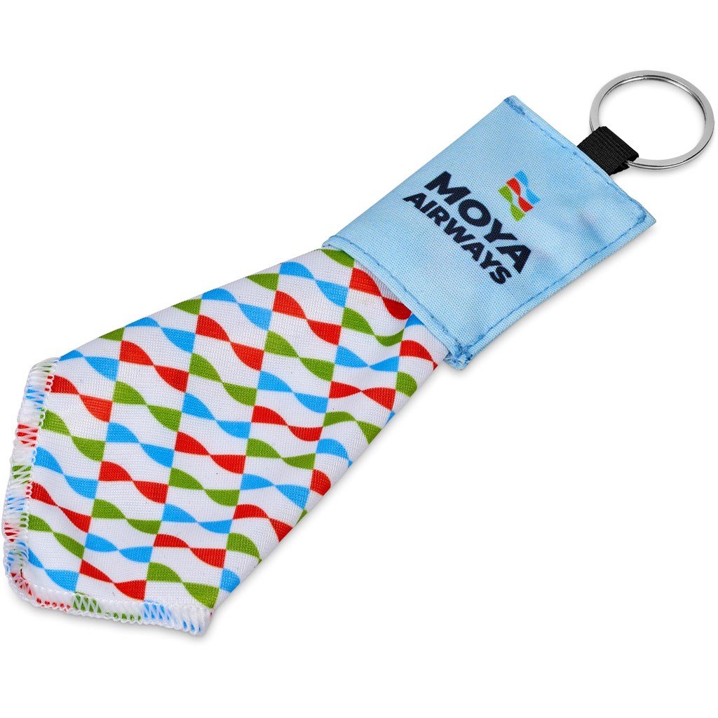 Pre-Production Sample Custom Aquila Polyester Keyring Pouch with Cleaning Cloth BLACK - Personal Care and Pamper Gifts