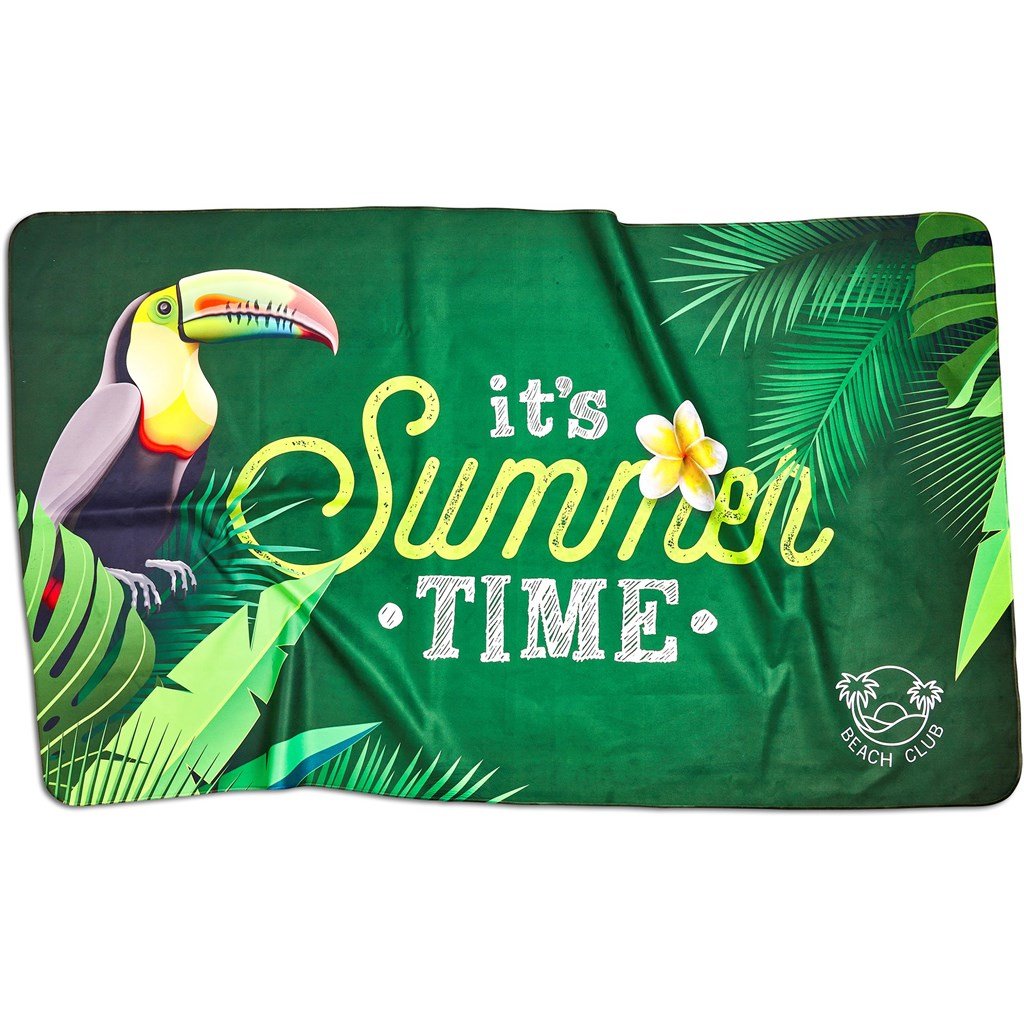 Pre-Production Sample Custom Hula Beach Towel -Single Sided Branding SOLID WHITE - and Outdoor