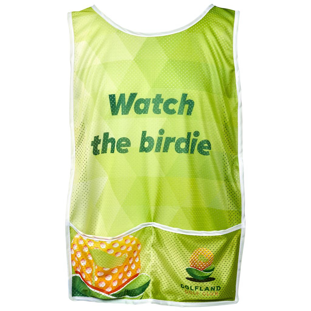Pre-Production Sample Custom Jackal Polyester Caddy Bib with PVC Name Sleeve SOLID WHITE - Sports and Fitness