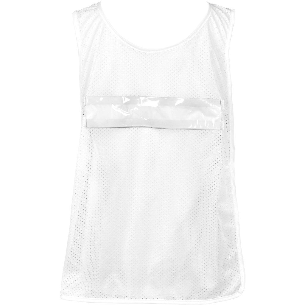 Pre-Production Sample Custom Jackal Polyester Caddy Bib with PVC Name Sleeve SOLID WHITE - Sports and Fitness