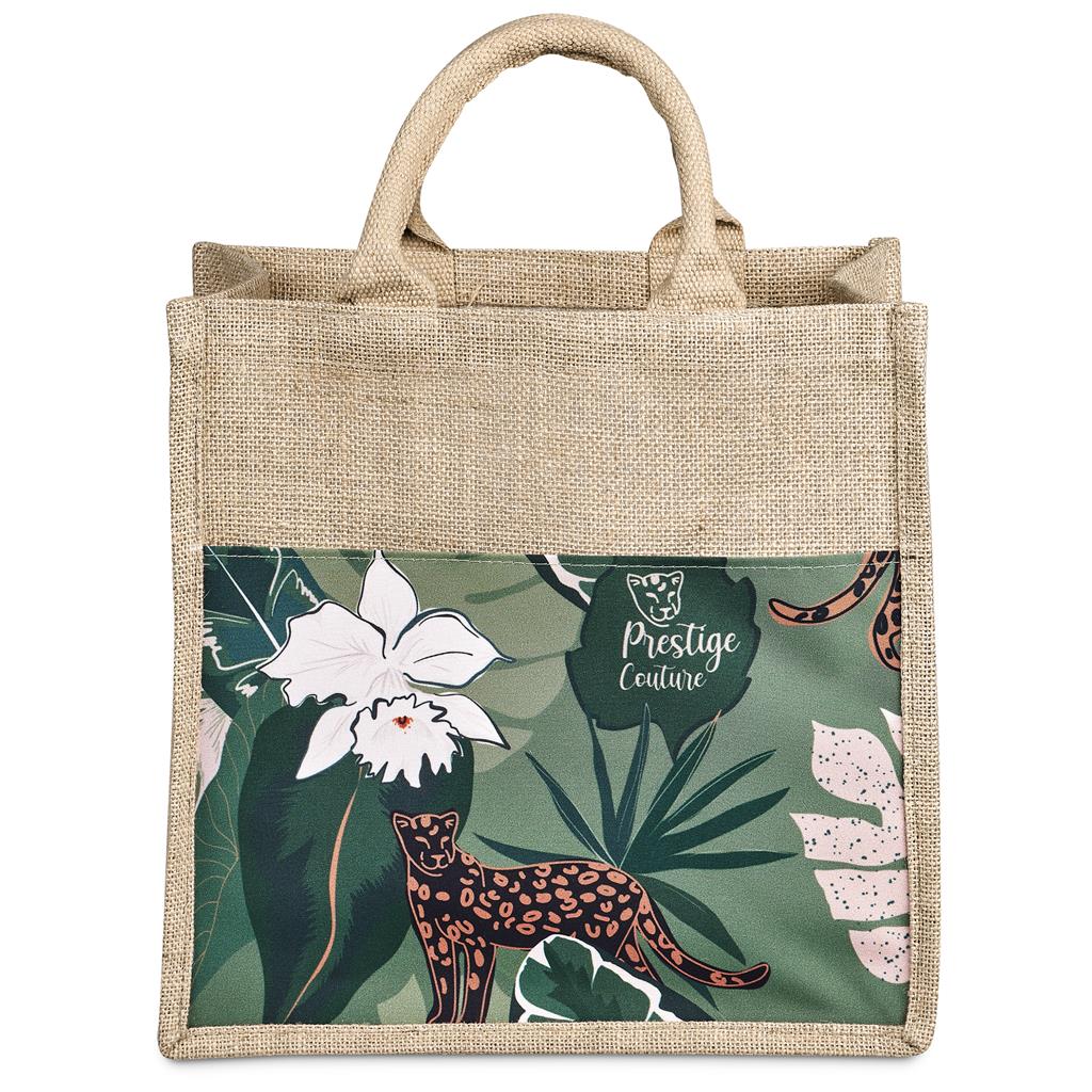 Pre-Production Sample Nuri Sublimated Pocket Jute Tote NATURAL - Shoppers and Totes,Bags
