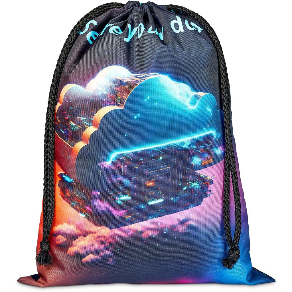 Pre-Production Sample Custom Pacific Maxi Polyester Drawstring Pouch BLACK - Bags and Backpacks