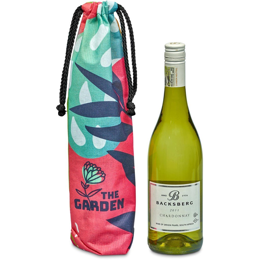 Pre-Production Sample Custom Tipsy RPET Wine Bottle Drawstring Bag BLACK - Bags and Backpacks