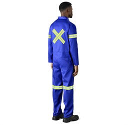 Safety Polycotton Boiler Suit - Reflective Arms Legs & Back - Yellow Tape-