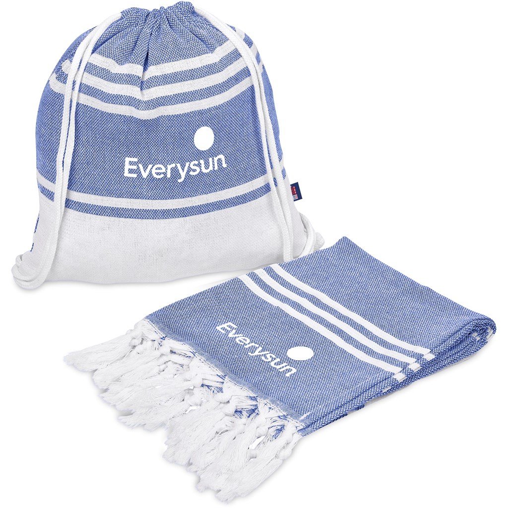 Santa Cruz Cotton-Rich Beach Towel & Drawstring Bag BLUE - Beach,Glamorous Ideas,Ideas for Summer,Ideas the Beach,Outdoor and Leisure