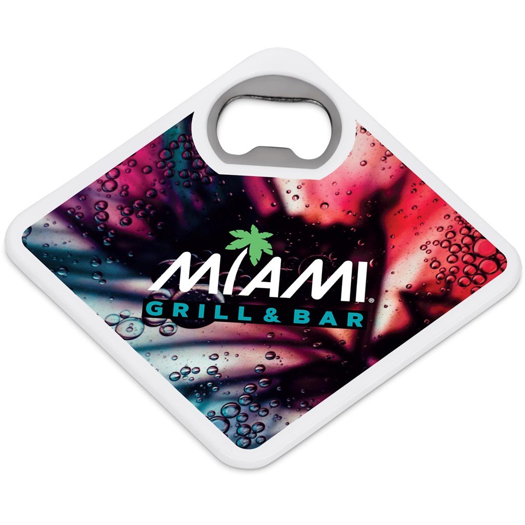 Sela Recycled Plastic Bottle Opener Coaster SOLID WHITE - Promotional Giveaways,Promotional Giveaways,Recycled Home and Living,Recycled