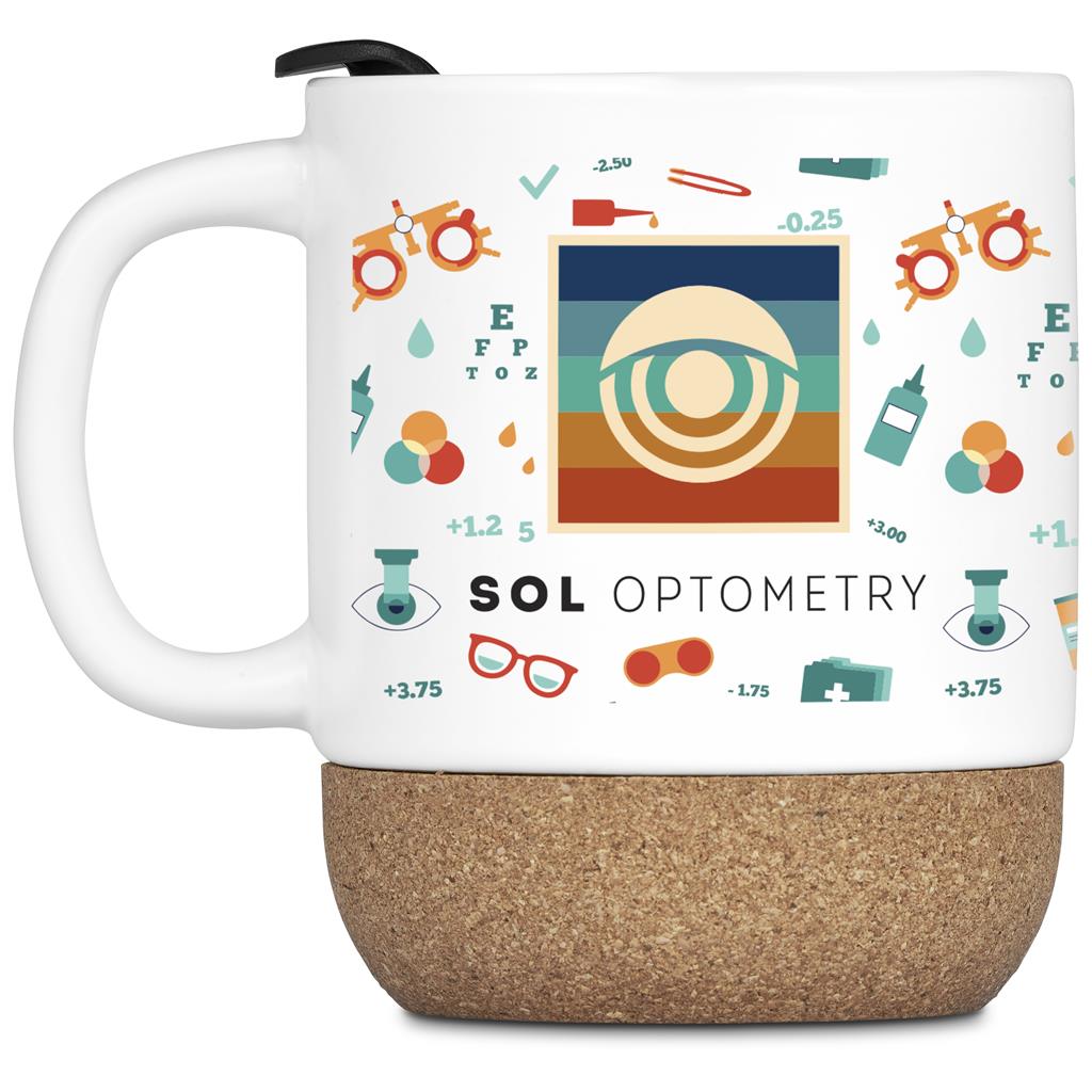 Serendipio Sienna Cork & Ceramic Sublimation Coffee Mug - 340ml Solid White / SW