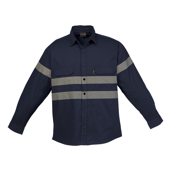 Shaft Safety Shirt Long Sleeve Navy / SML / Regular - High Visibility