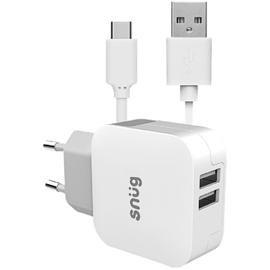 Snug Home Charger With USB Type-C Charge and Sync Cable White / STD / Last Buy - Technology