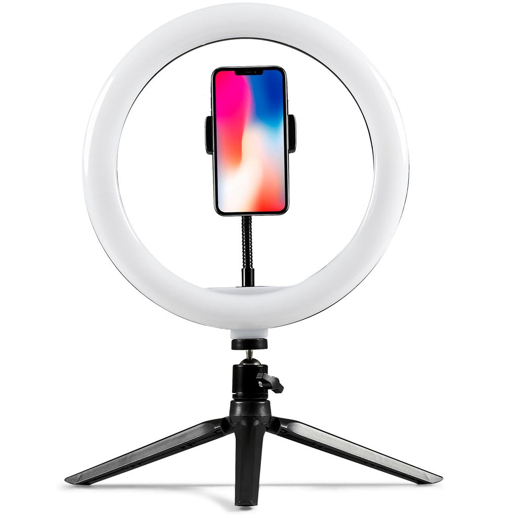 Mobile ring light-front facing with phone on a white background from Custom Brands