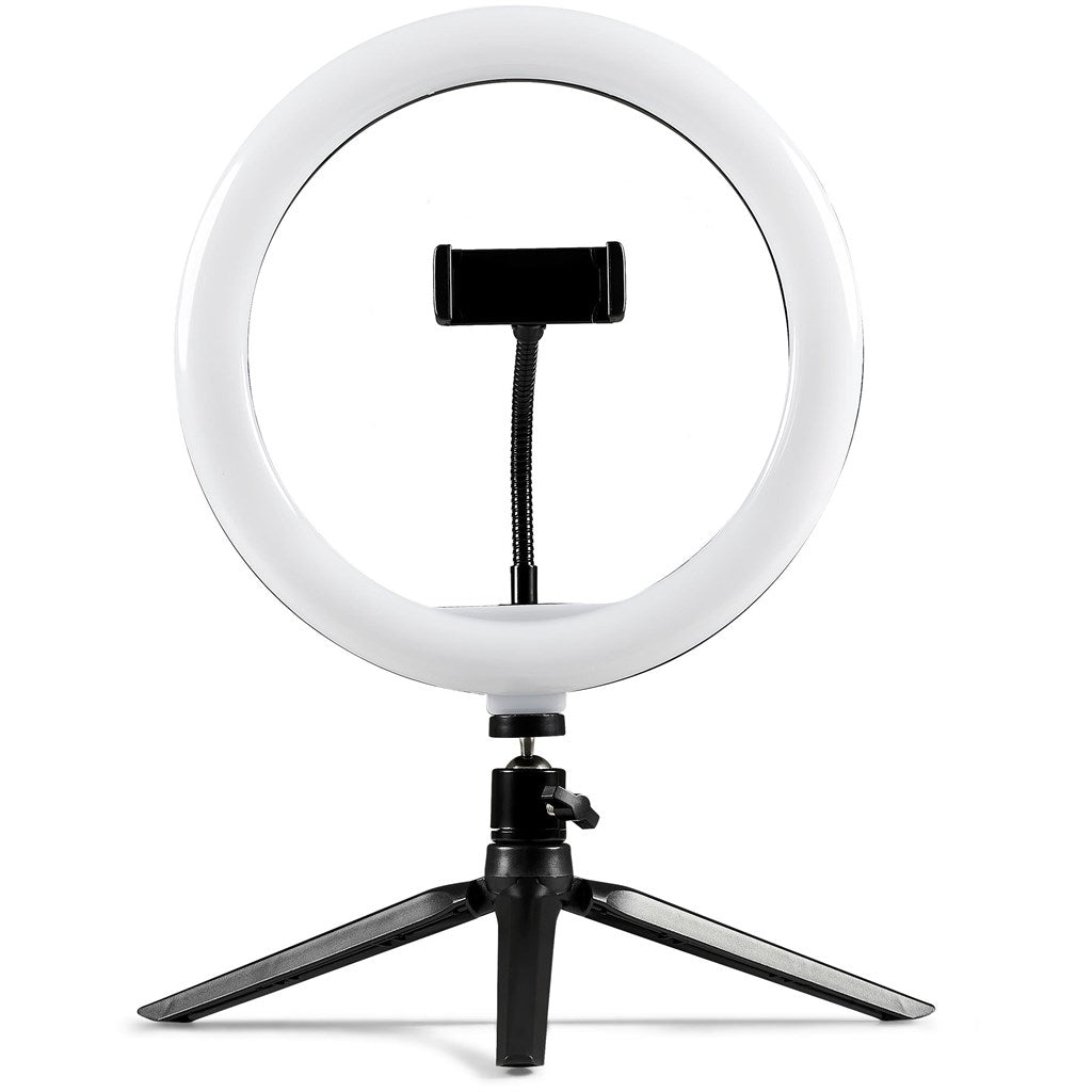 A ring light shown facing the viewer