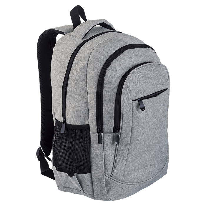 Stylish Front Zip Pocket Backpack Grey Melange / STD / Regular - Backpacks