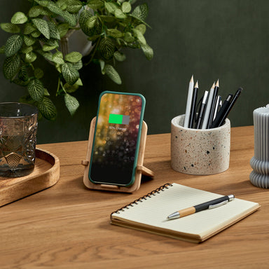 Sustainable Bamboo Wireless Charger Stand Natural / NT - Mobile Phone Stands