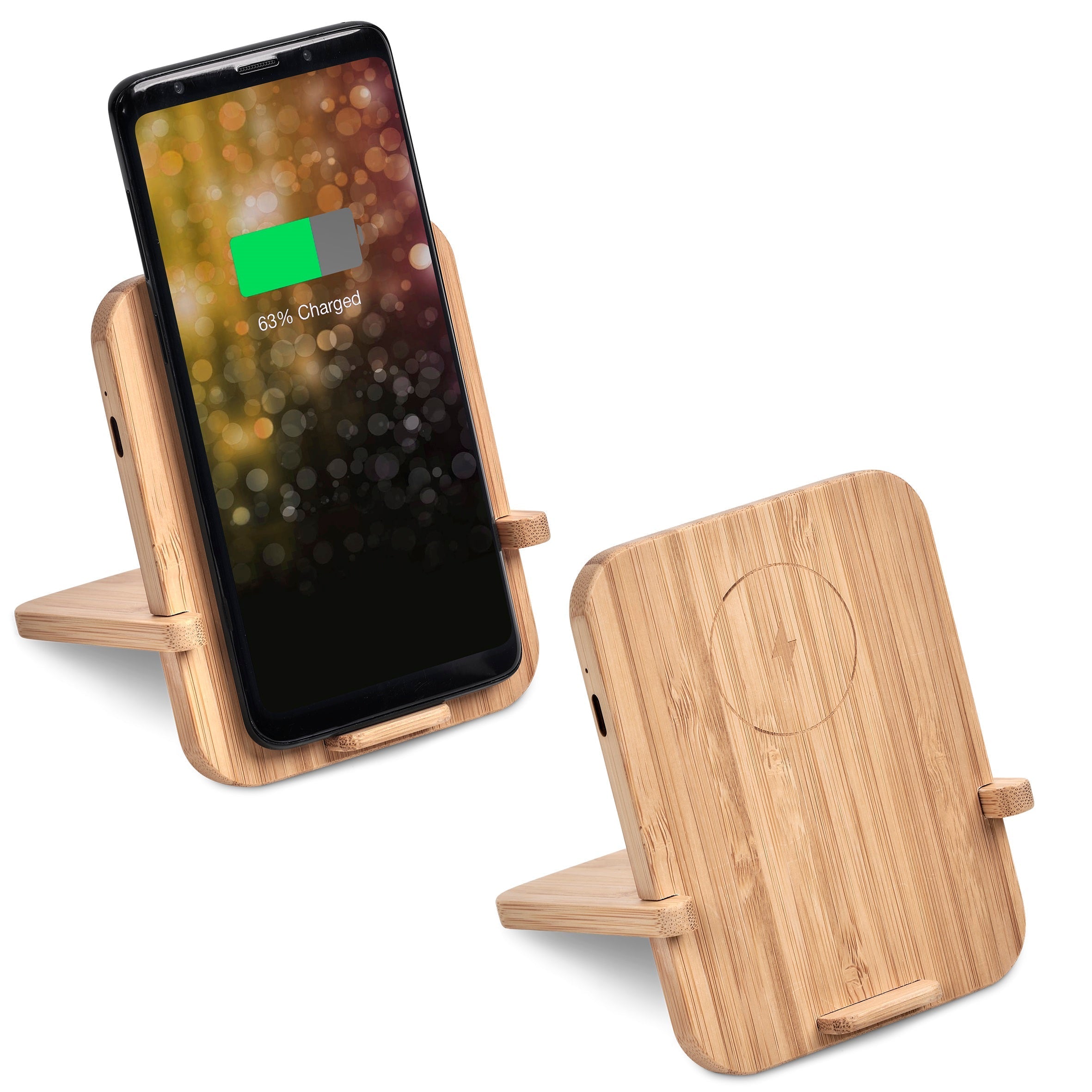 Sustainable Bamboo Wireless Charger Stand Natural / NT - Mobile Phone Stands