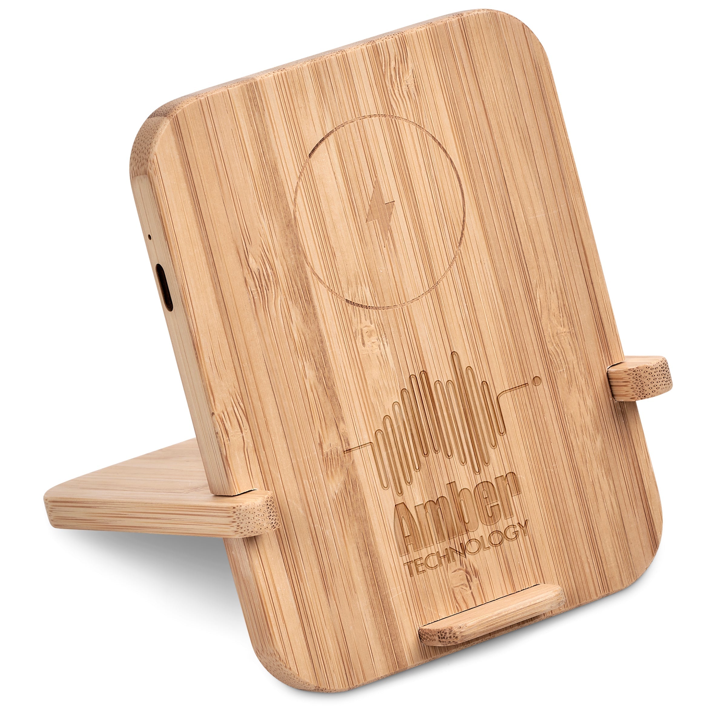 Sustainable Bamboo Wireless Charger Stand Natural / NT - Mobile Phone Stands