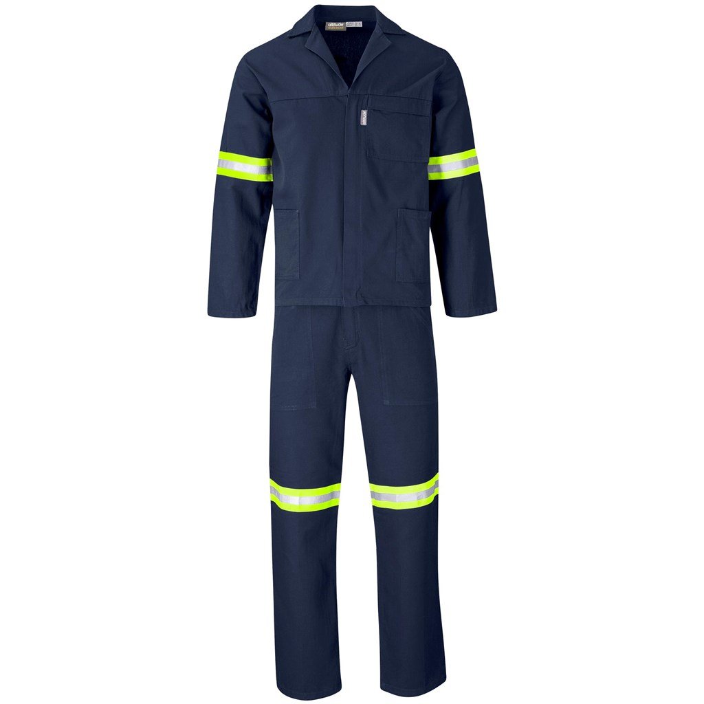 Technician 100% Cotton Conti Suit - Reflective Arms Legs & Back - Yellow Tape