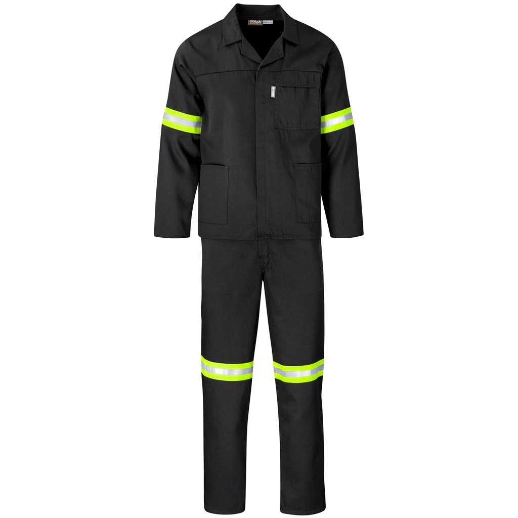 Trade Polycotton Conti Suit - Reflective Arms Legs & Back - Yellow Tape 32 / BLACK