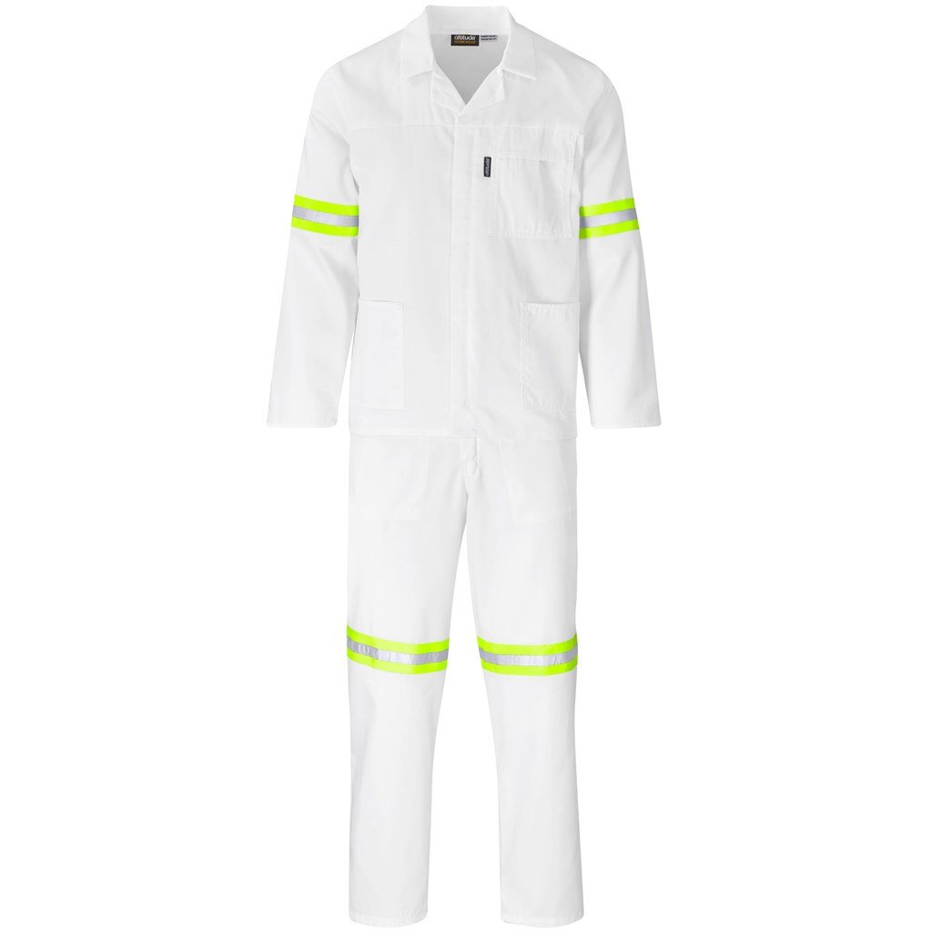 Trade Polycotton Conti Suit - Reflective Arms Legs & Back - Yellow Tape 32 / WHITE