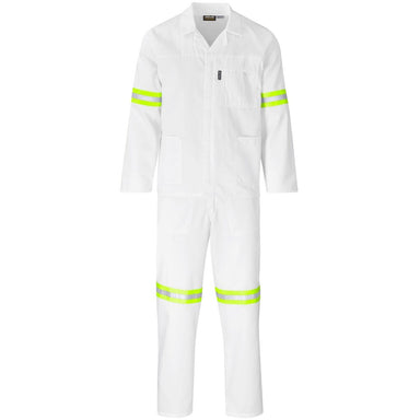 Trade Polycotton Conti Suit - Reflective Arms Legs & Back - Yellow Tape 32 / WHITE